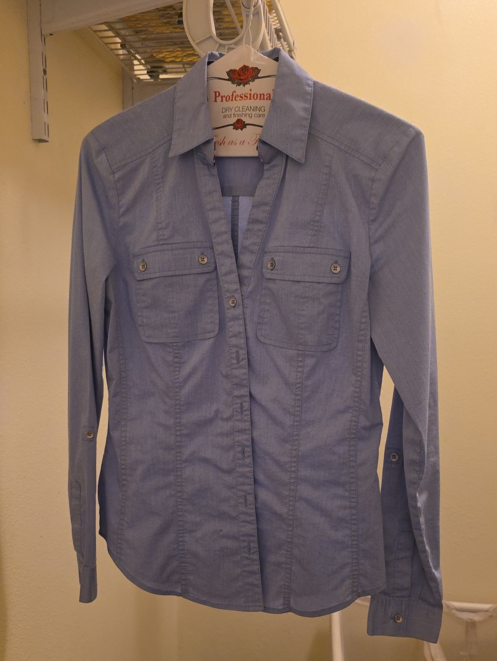 Women's Light Blue Button-Down Utility Shirt